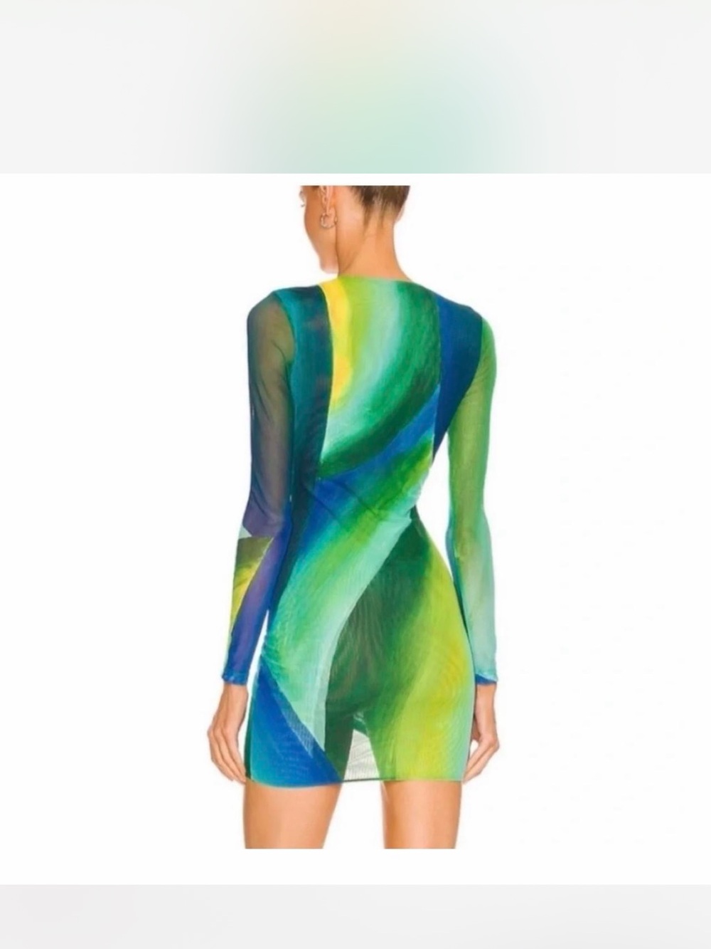 Farai London Long-Sleeve Bodycon Dress in Green & Blue